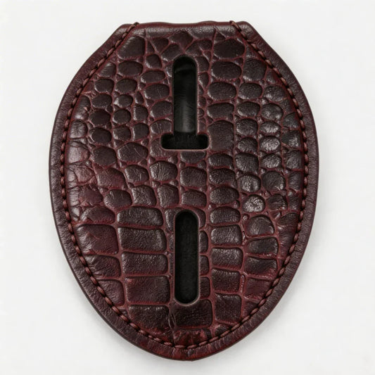 Personalized Genuine Leather Oval Police Badge Holder - C002 Case with Belt Clip & Neck Chain