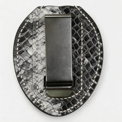 Personalized Genuine Leather Oval Police Badge Holder - P001 Case with Belt Clip & Neck Chain