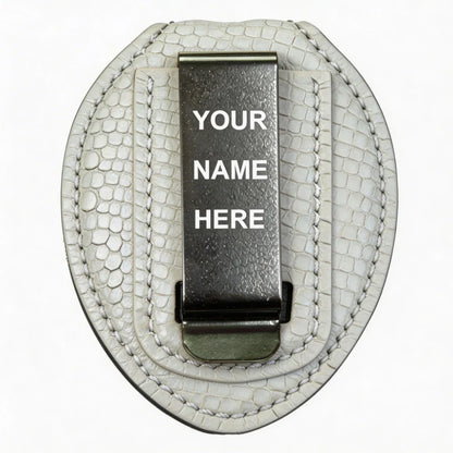 Personalized Genuine Leather Oval Police Badge Holder - L004 Case with Belt Clip & Neck Chain