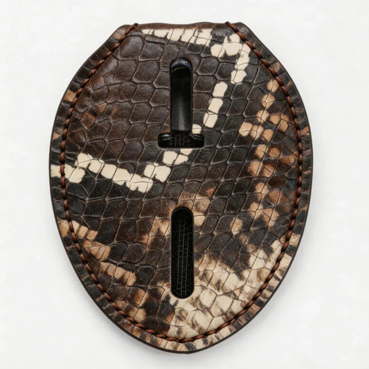 Personalized Genuine Leather Oval Police Badge Holder - P005 Case with Belt Clip & Neck Chain