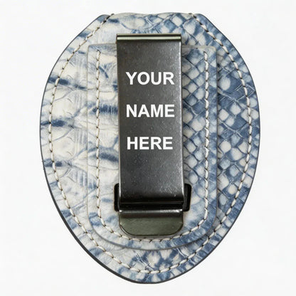 Personalized Genuine Leather Oval Police Badge Holder - P003 Case with Belt Clip & Neck Chain