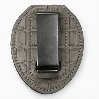 Personalized Genuine Leather Oval Police Badge Holder - B007 Case with Belt Clip & Neck Chain