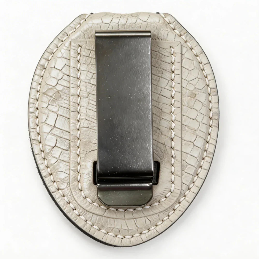 Personalized Genuine Leather Oval Police Badge Holder - L004 Case with Belt Clip & Neck Chain