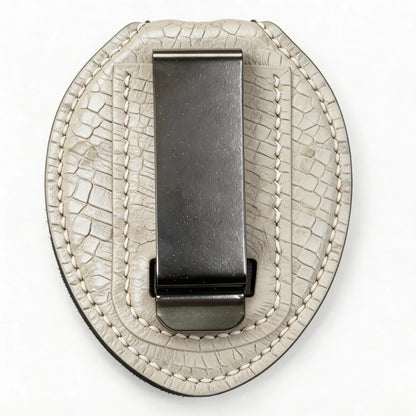 Personalized Genuine Leather Oval Police Badge Holder - L004 Case with Belt Clip & Neck Chain