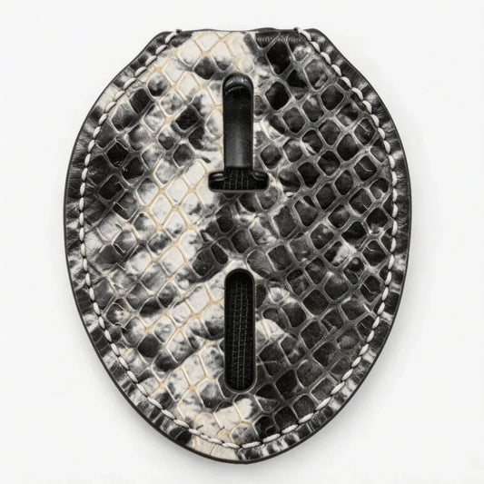 Personalized Genuine Leather Oval Police Badge Holder - P001 Case with Belt Clip & Neck Chain