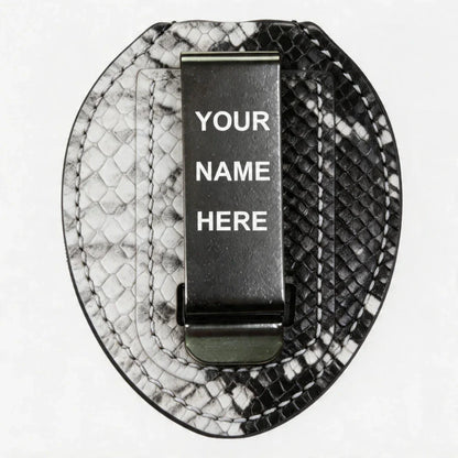 Personalized Genuine Leather Oval Police Badge Holder - P010 Case with Belt Clip & Neck Chain
