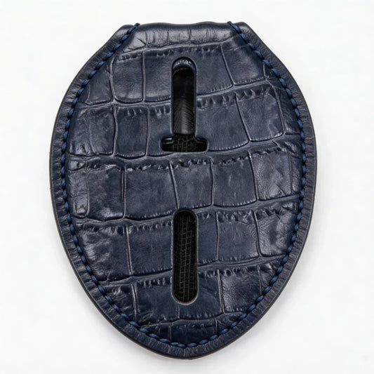 Personalized Genuine Leather Oval Police Badge Holder - B004 Case with Belt Clip & Neck Chain