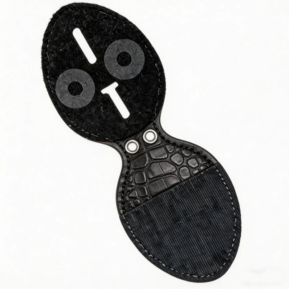 Personalized Genuine Leather Oval Police Badge Holder - C001 Case with Belt Clip & Neck Chain