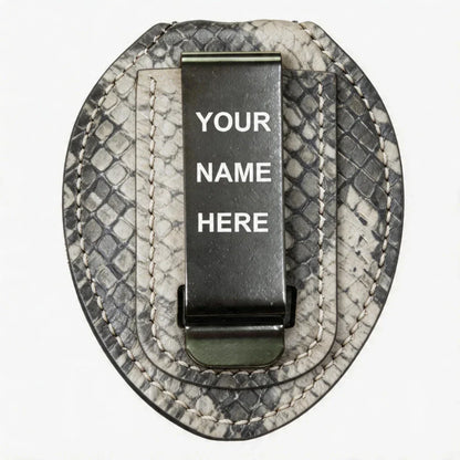 Personalized Genuine Leather Oval Police Badge Holder - P009 Case with Belt Clip & Neck Chain