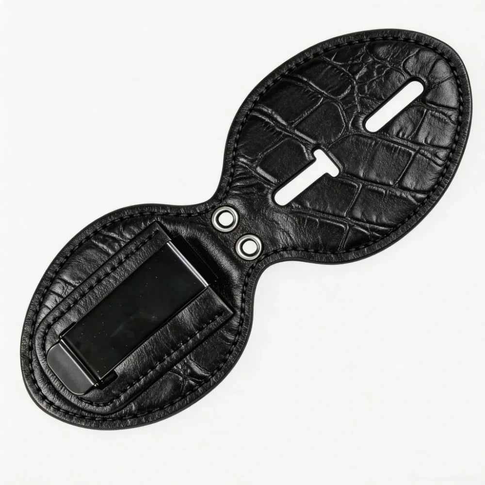Personalized Genuine Leather Oval Police Badge Holder - C001 Case with Belt Clip & Neck Chain