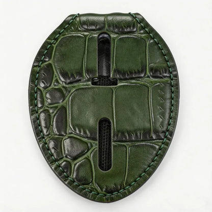 Personalized Genuine Leather Oval Police Badge Holder - C005 Case with Belt Clip & Neck Chain