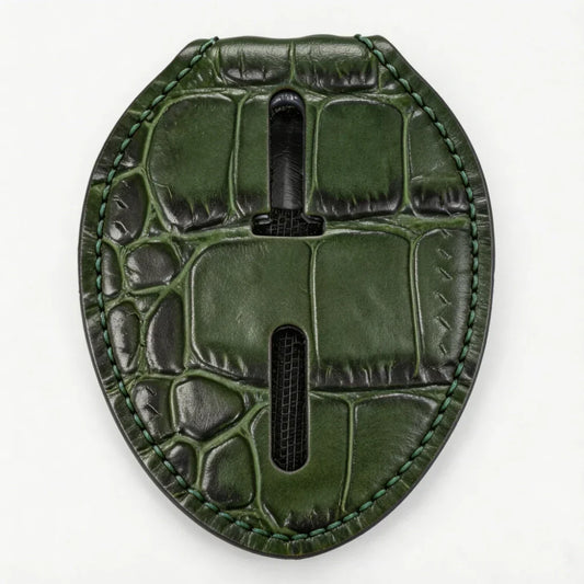 Personalized Genuine Leather Oval Police Badge Holder - C005 Case with Belt Clip & Neck Chain