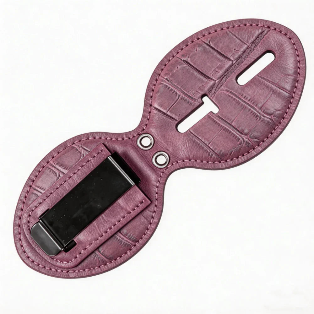 Personalized Genuine Leather Oval Police Badge Holder - C004 Case with Belt Clip & Neck Chain