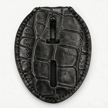 Personalized Genuine Leather Oval Police Badge Holder - C001 Case with Belt Clip & Neck Chain