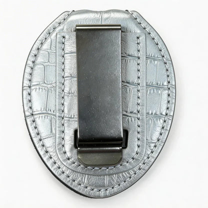 Personalized Genuine Leather Oval Police Badge Holder - B006 Case with Belt Clip & Neck Chain