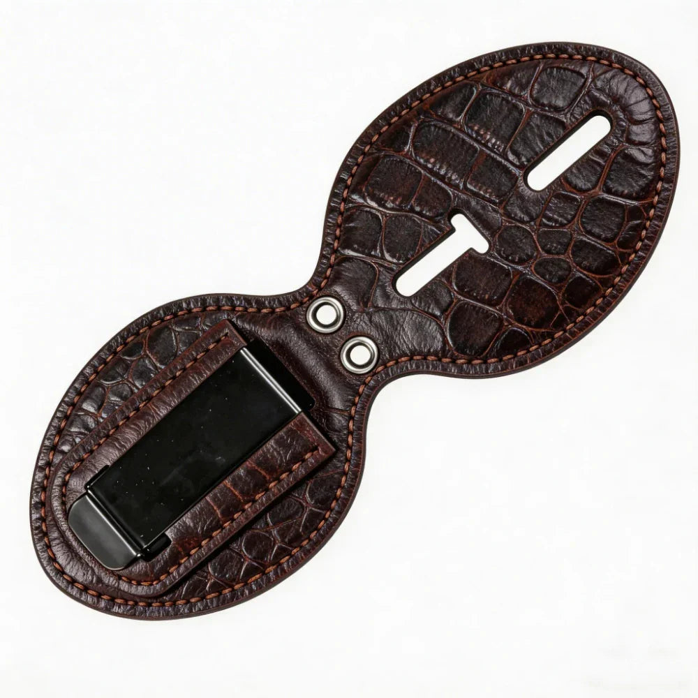 Personalized Genuine Leather Oval Police Badge Holder - C002 Case with Belt Clip & Neck Chain