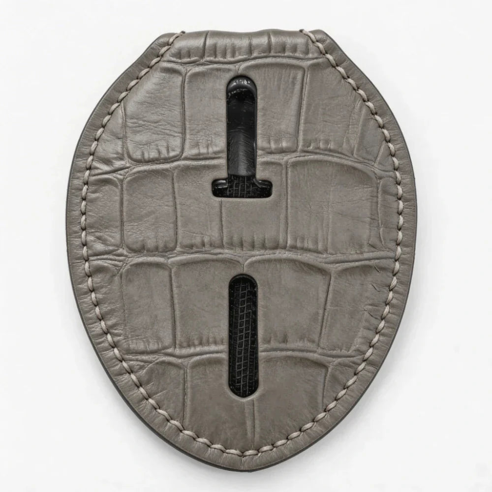Personalized Genuine Leather Oval Police Badge Holder - B007 Case with Belt Clip & Neck Chain