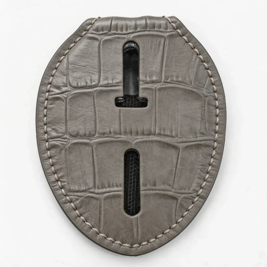 Personalized Genuine Leather Oval Police Badge Holder - B007 Case with Belt Clip & Neck Chain